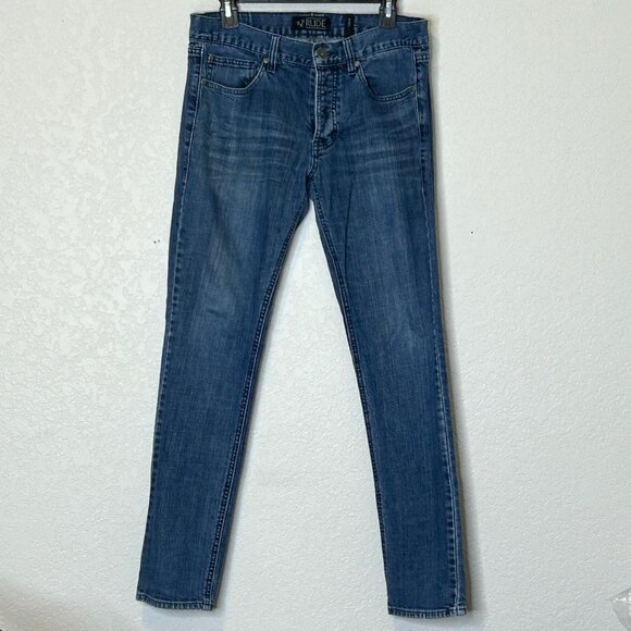 Men Rude 32/30 Skinny Button-fly Blue Jeans - Picture 9 of 14